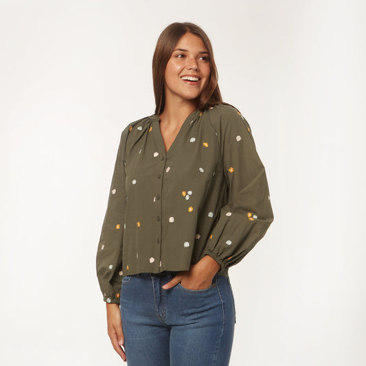 Camisa Ana Bordada Verde