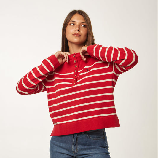 Sweater Rayado Minero Rojo