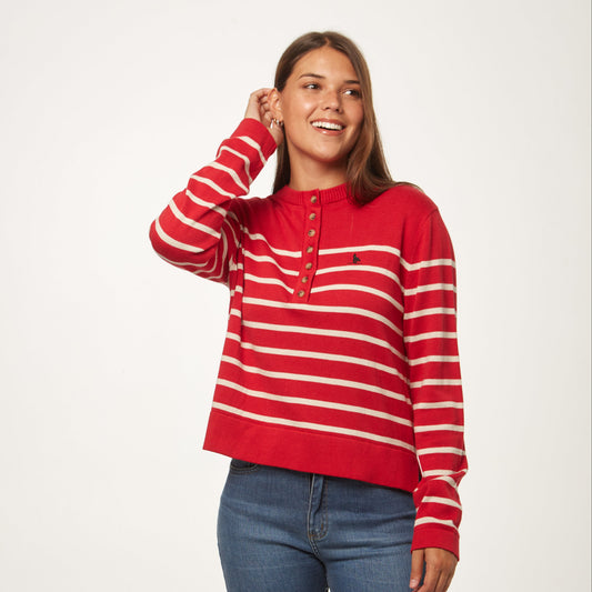 Sweater Rayado Minero Rojo