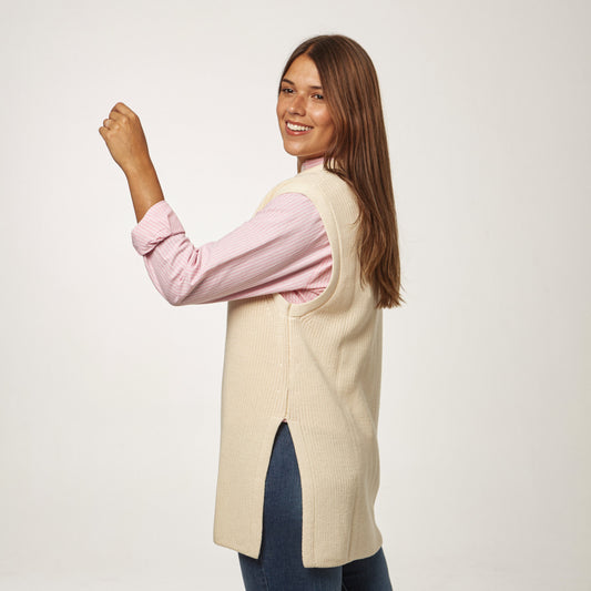 Chaleco Largo Tejido Beige