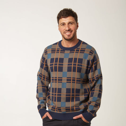 Sweater Cuadros Marino