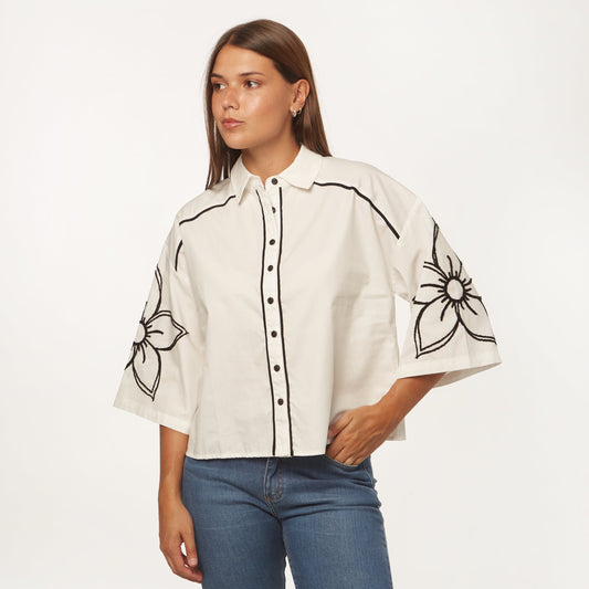 Camisa Flor Blanca