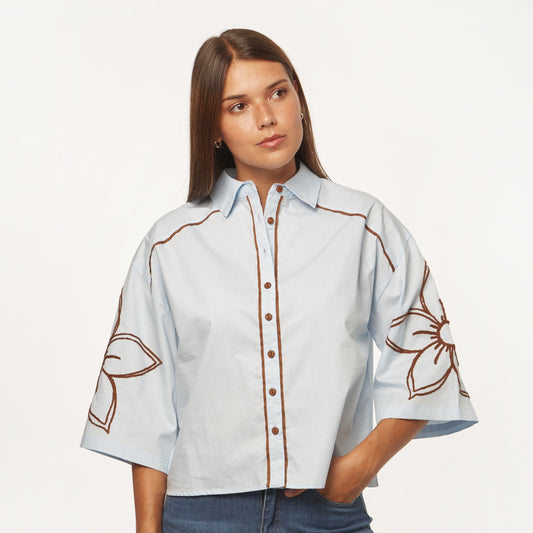 Camisa Flor Celeste