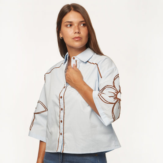 Camisa Flor Celeste