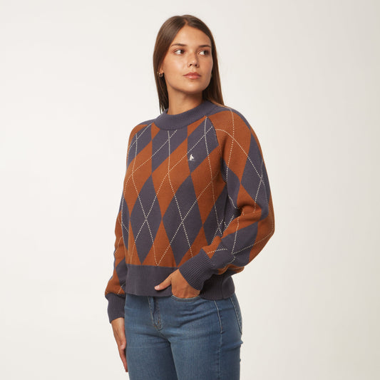 Sweater Rombo Marron/Azul