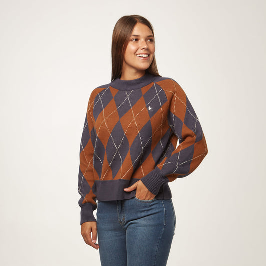 Sweater Rombo Marron/Azul