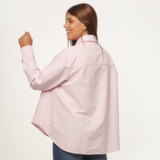 Camisa Oxford Oversize Rosa