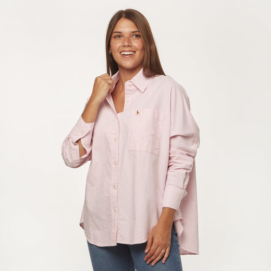 Camisa Oxford Oversize Rosa