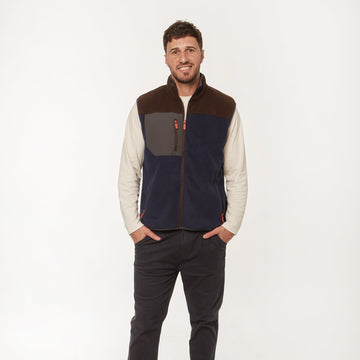 Chaleco Polar Bicolor Azul/Marron