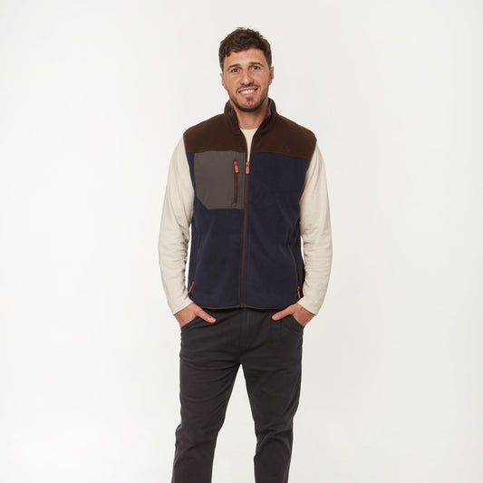 Chaleco Polar Bicolor Azul/Marron