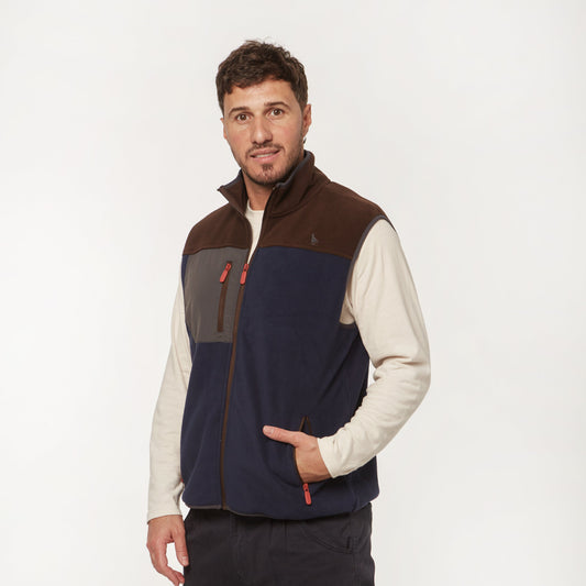 Chaleco Polar Bicolor Azul/Marron