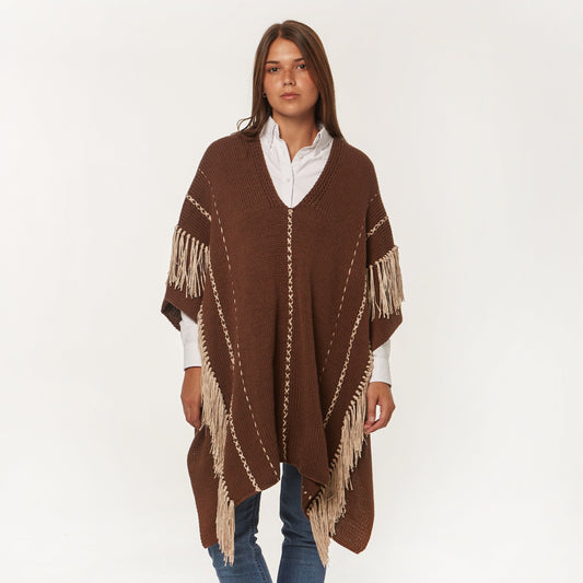 Poncho Crines Lana Marron