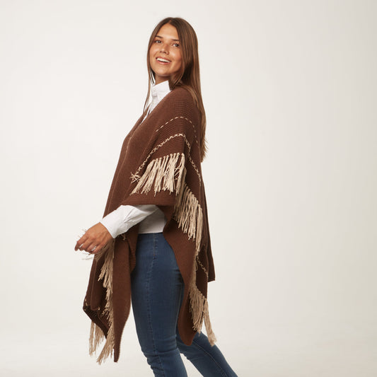 Poncho Crines Lana Marron