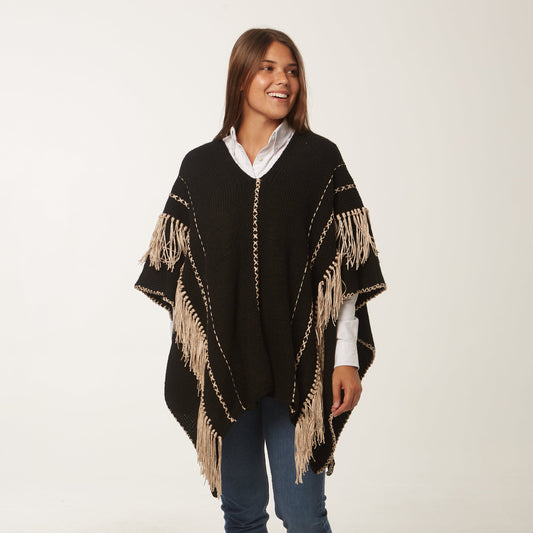 Poncho Crines Lana Negro