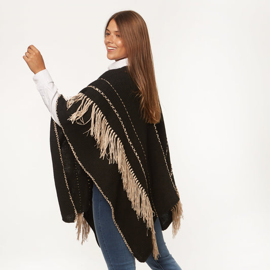 Poncho Crines Lana Negro