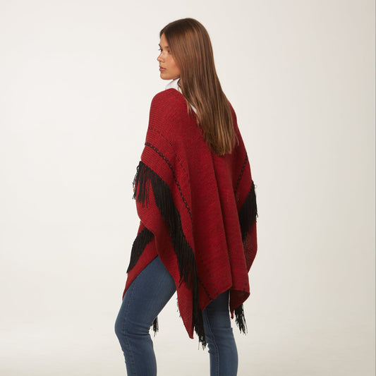 Poncho Crines Lana Rojo