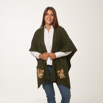 Ruana Flor de Liz Verde