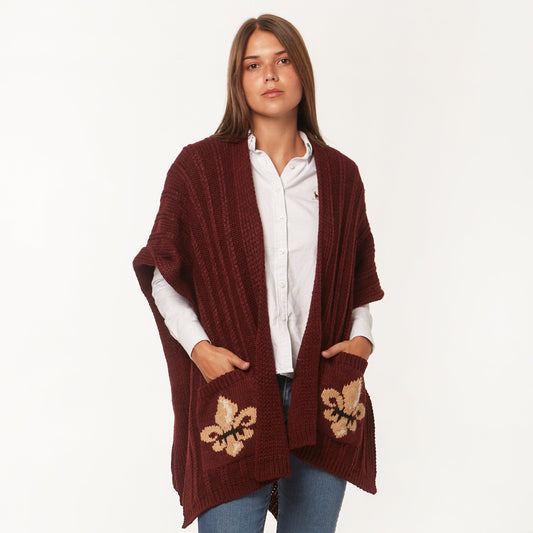 Ruana Flor de Liz Bordo