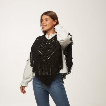 Poncho Crop Lana Negro