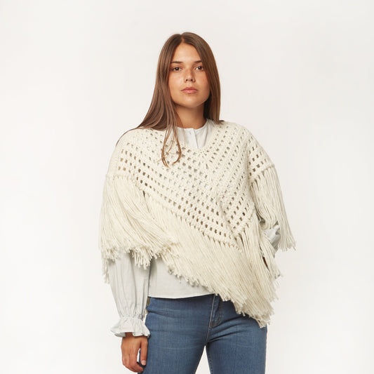 Poncho Crop Lana Natural