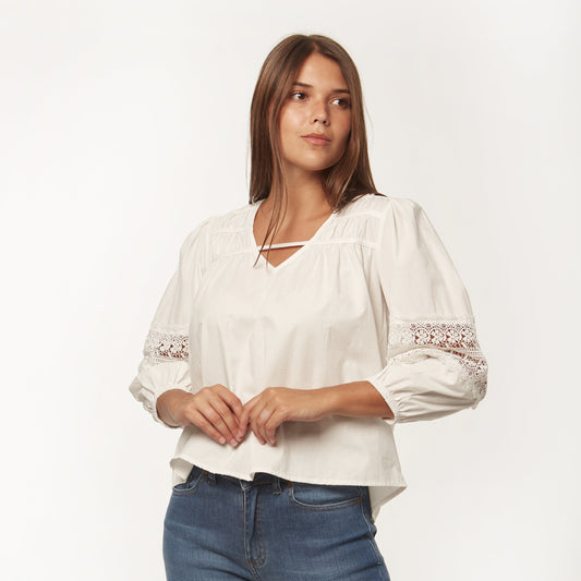 Blusa Bishop Blanca