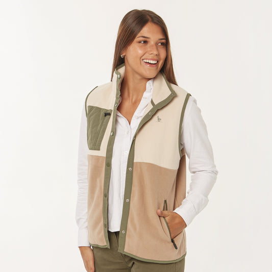 Colete de Fleece Bicolor Natural/Bege