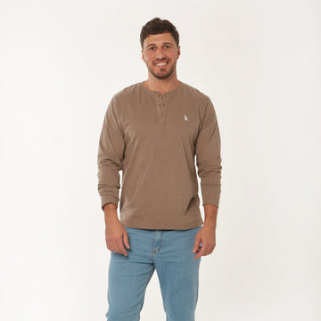 T-shirt Manga Larga Botones Beige