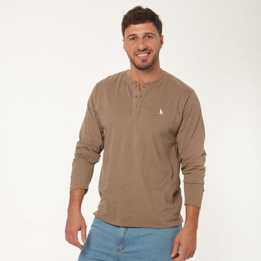T-shirt Manga Larga Botones Beige