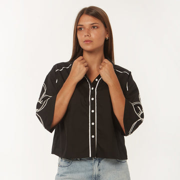 Camisa Flor Negro