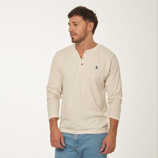 T-shirt Manga Larga Botones Blanca