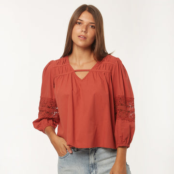 Blusa Bishop Roja