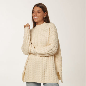 Sweater Trenzado Largo Natural