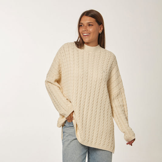 Sweater Trenzado Largo Natural