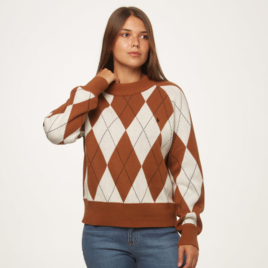 Sweater Rombo Natural/Tostado