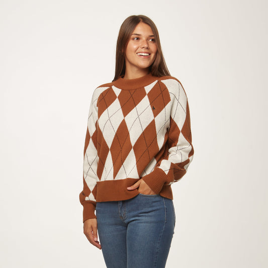 Sweater Rombo Natural/Tostado