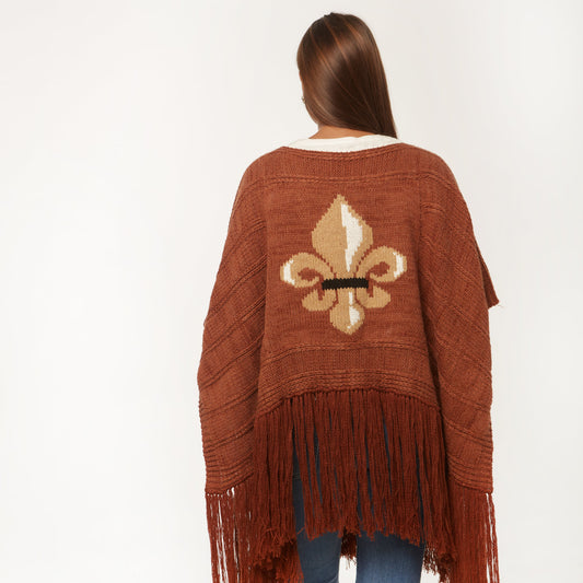 Poncho Flor de Liz Chocolate