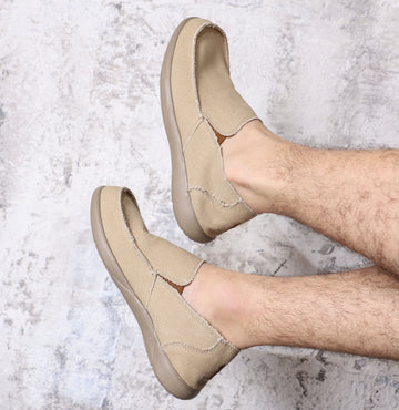 Zapato Casual Lona Hombre Beige