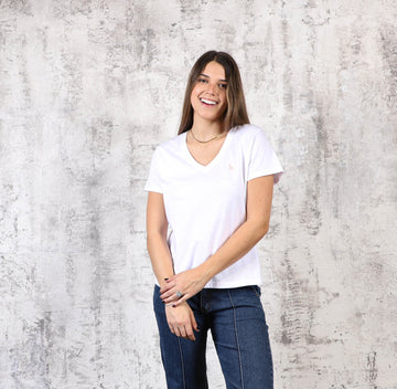 T-shirt en V Blanco
