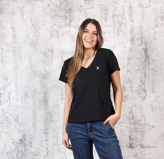 T-shirt en V Negro